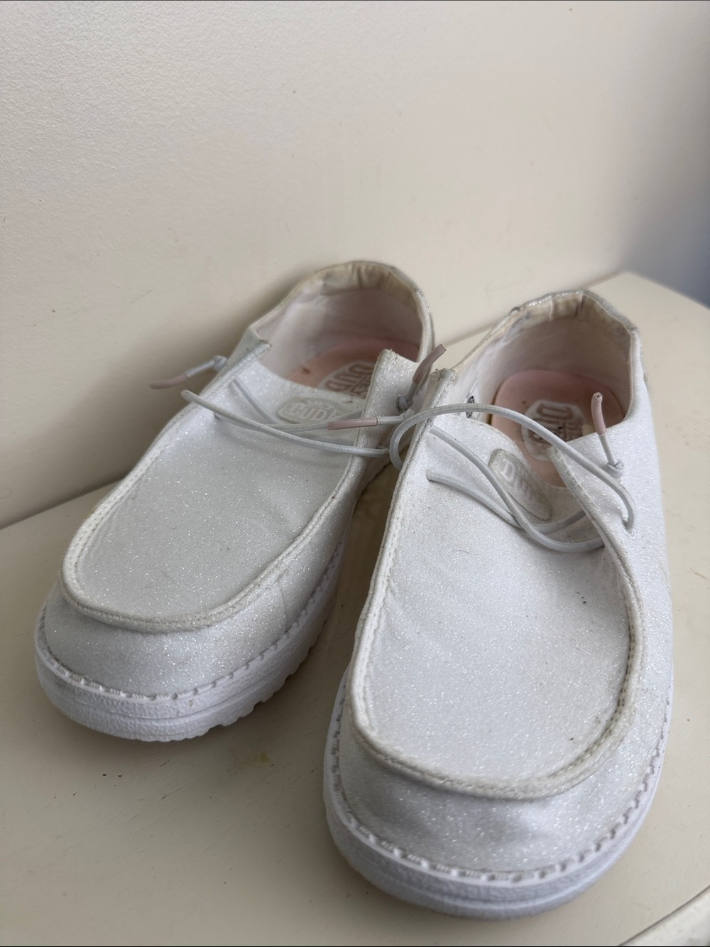 Hey Dude White Sparkle Women's Sneakers